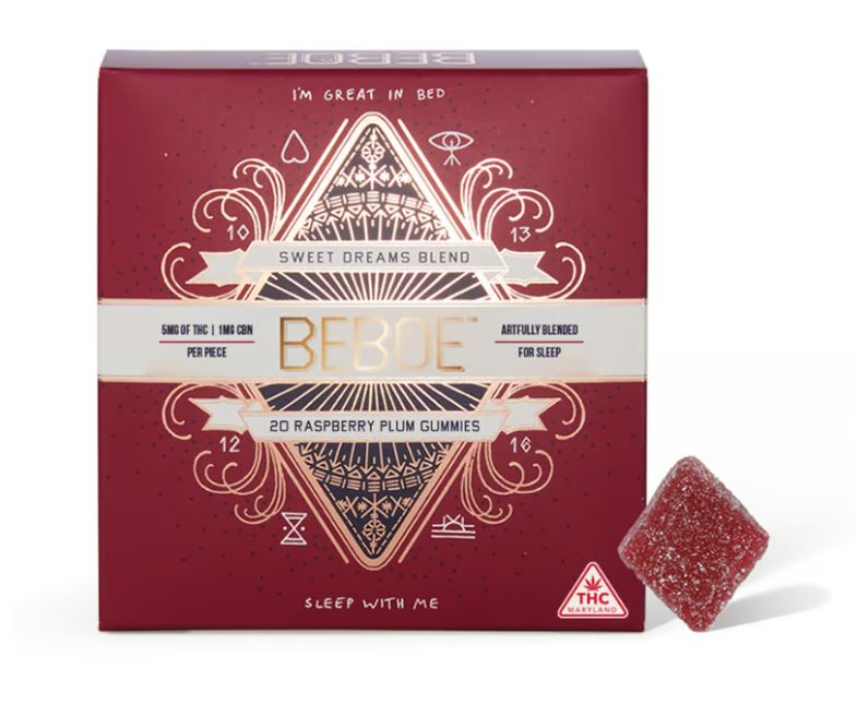 Photograph of product: Beboe Gummy Sweet Dreams (Raspberry Plum) (5:1 TH-oui:CBN) x 20ct
