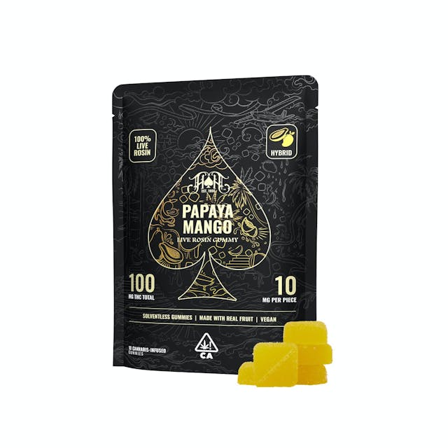 Photograph of product: Papaya Mango Live Rosin Gummy 100mg