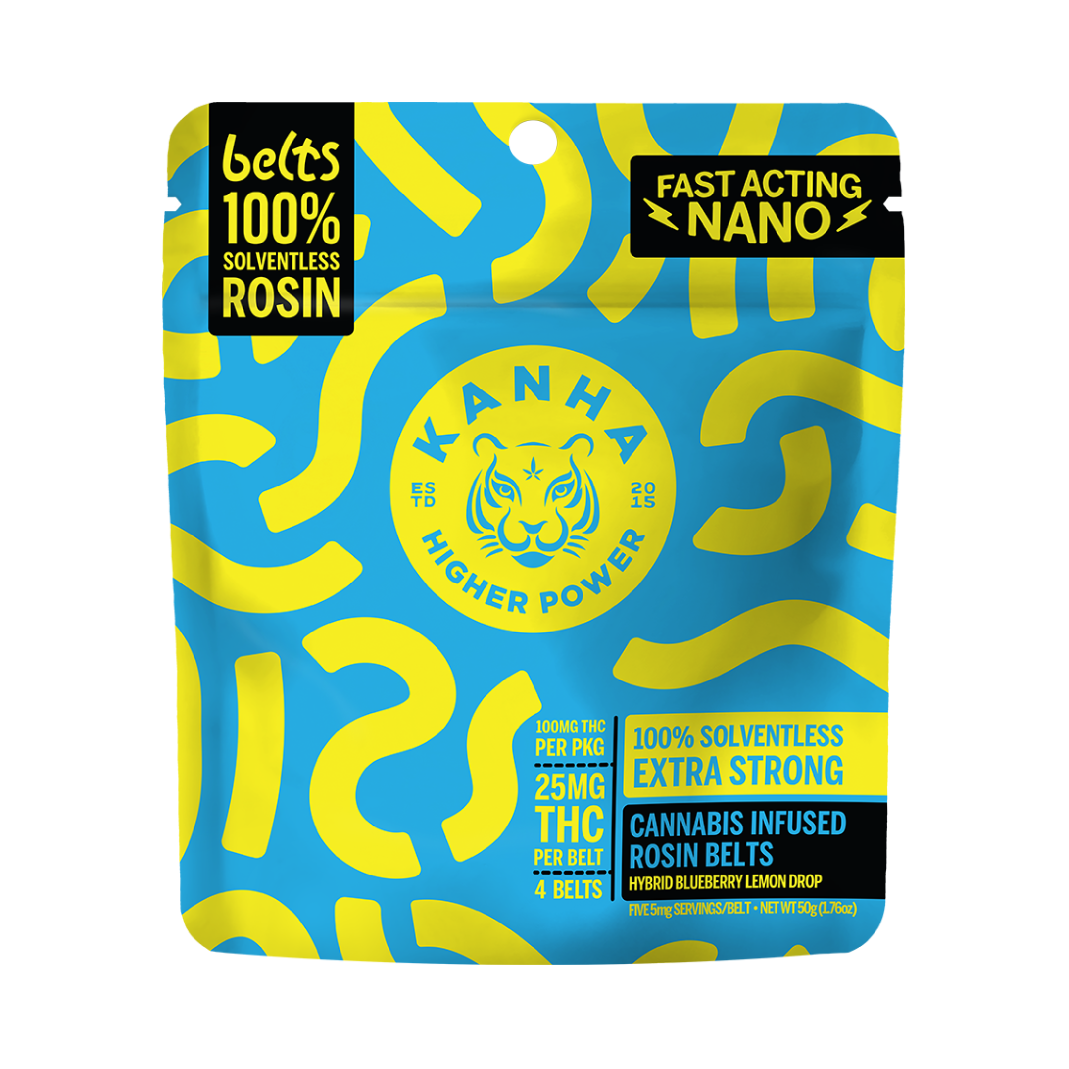 Photograph of product: Blueberry Lemon Drop Hybrid | Sour Belts | 100mg