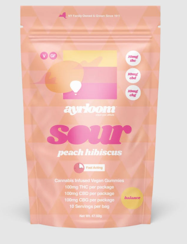 Photograph of product: Ayrloom | Sour Peach Hibiscus Gummies | 100MG