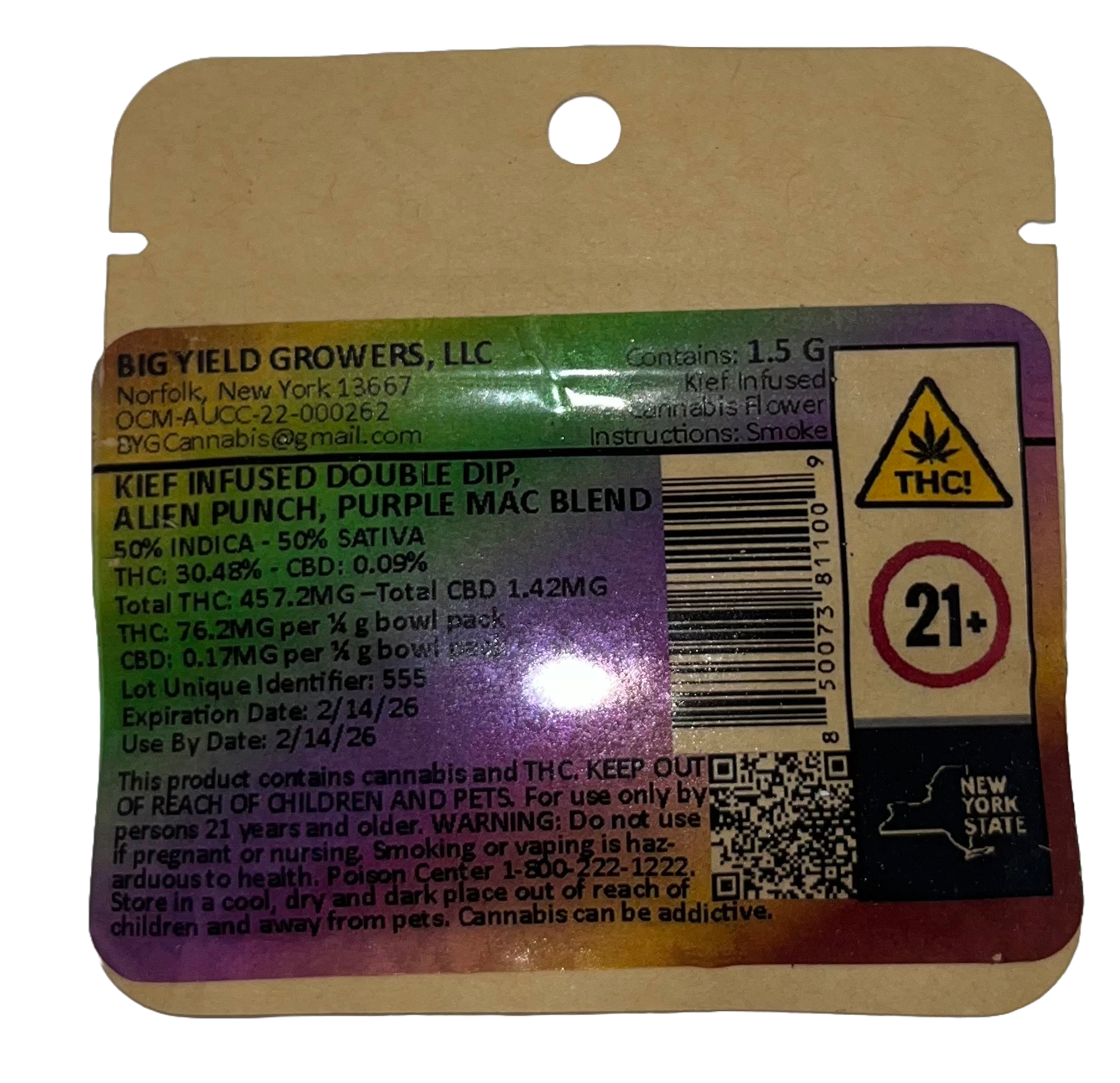 Photograph of product: BYG - Kief Infused Blend - Flower - 1.5g