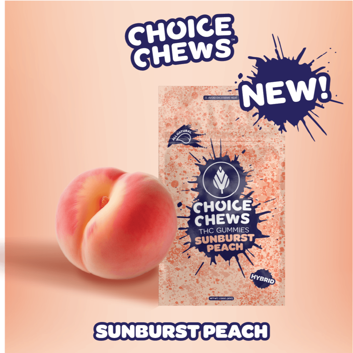 Photograph of product: Sunburst Peach Hybrid Gummies | Edibles | 100mg