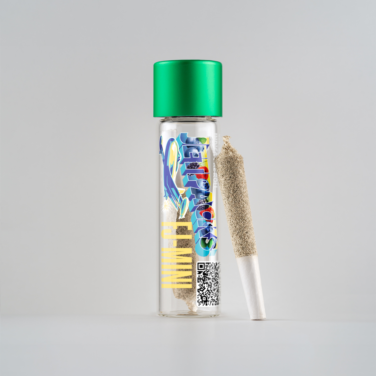 Photograph of product: Jetpacks - FJ-Mini: Blueberry Kush Kief Covered Infused Pre-Roll - 0.6g