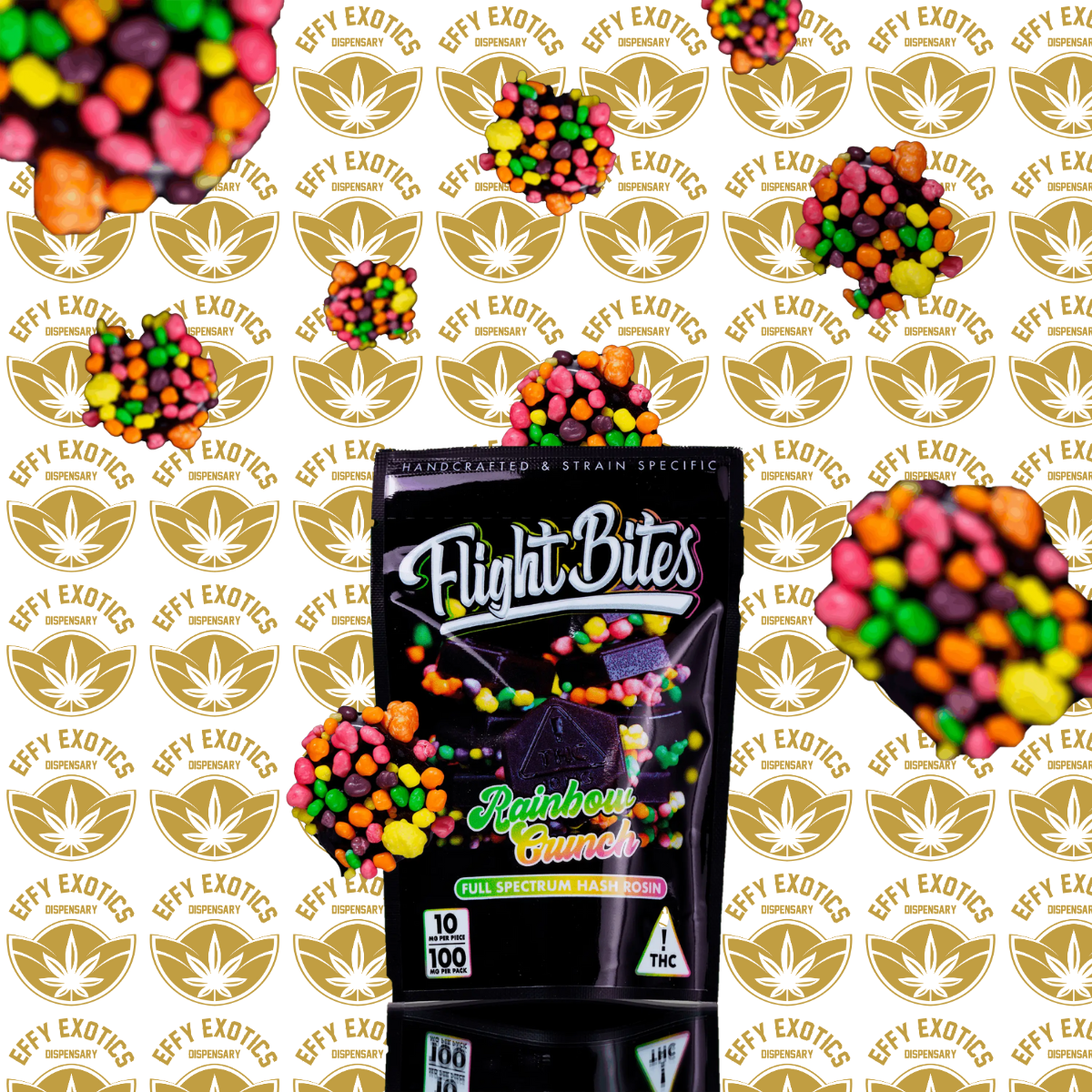 Photograph of product: Rosin Gummy - Flight Bites - Rainbow Crunch - 100mg - 10p