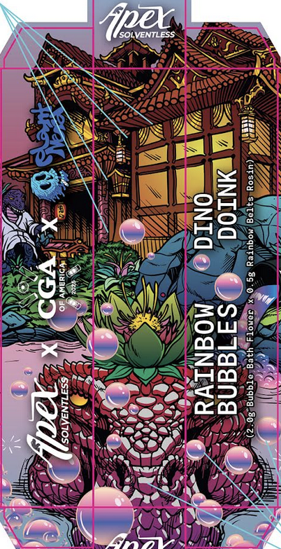 Photograph of product: Apex Solventless 2.5g Rainbow Bubbles Dino Doink au chocolat Hole