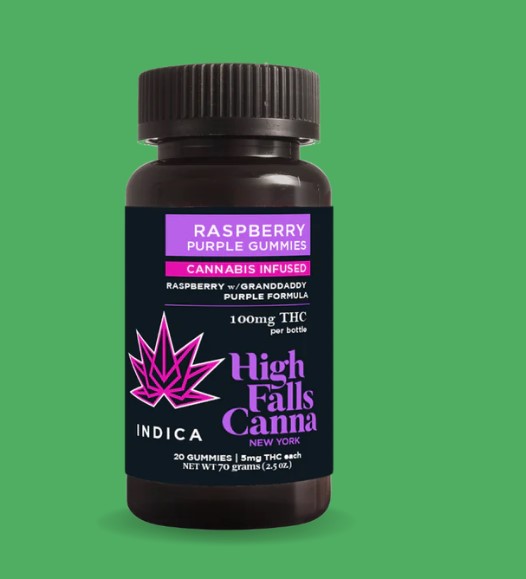 Photograph of product: High Falls Canna- Raspberry Purple Gummies -100mg