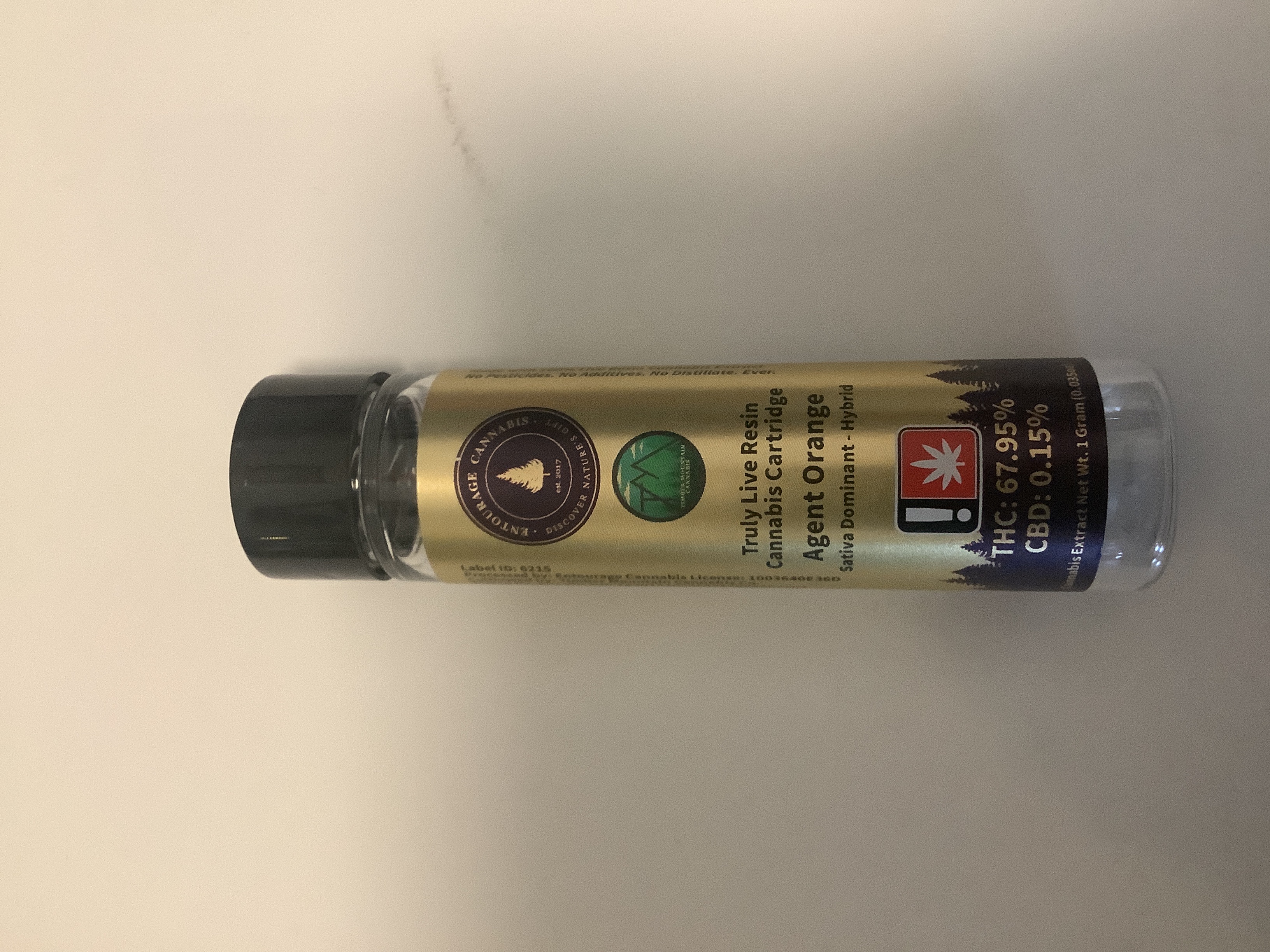 Photograph of product: Entourage Oui'd - AGENT ORANGE - Live Resin Cartridge - (1g) - S