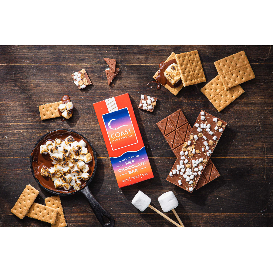 Photograph of product: Chocolate | S'mores Milk Chocolate Bar | 100mg | 20pk | Coast