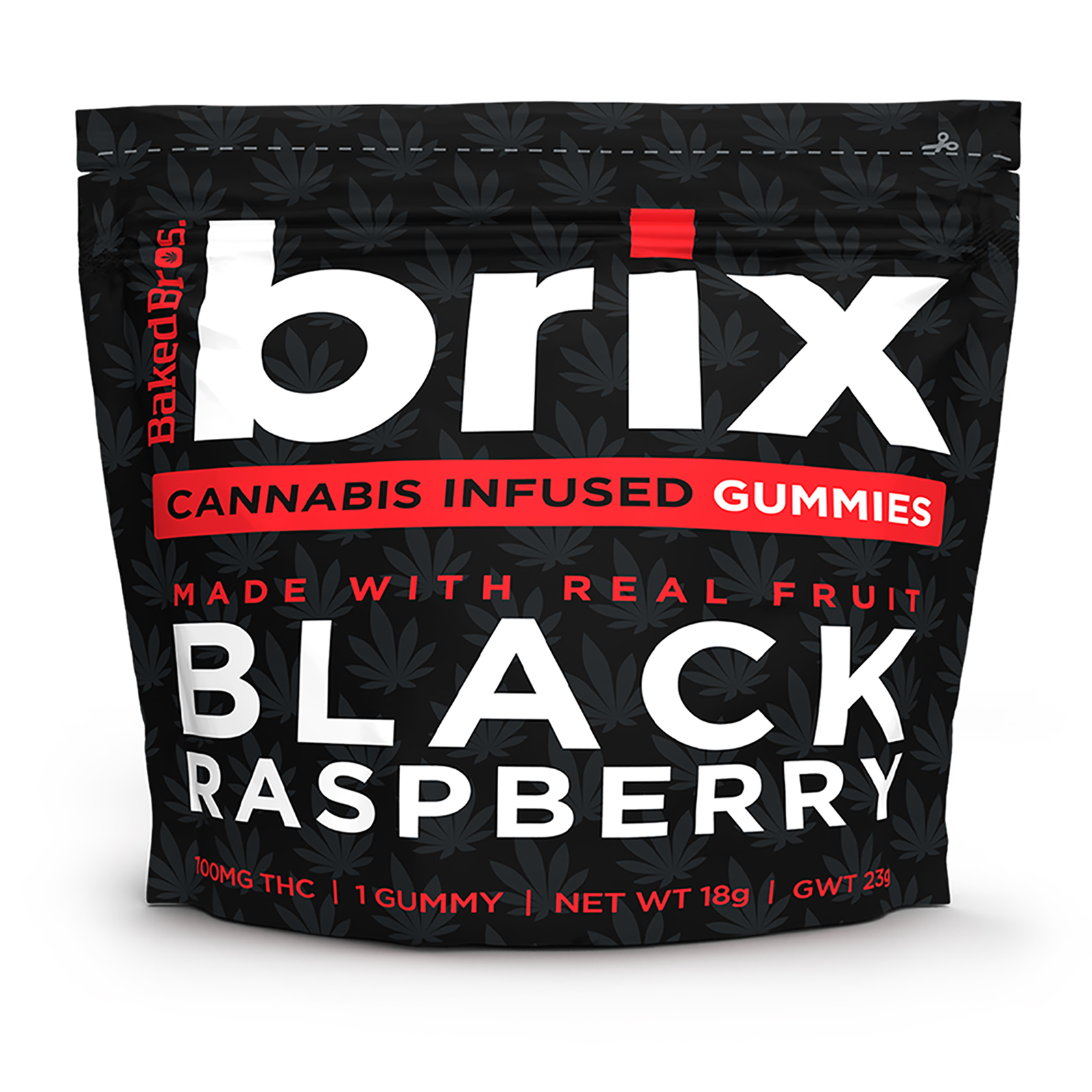 Photograph of product: Baked Bros Brix 100mg Gummy Black Raspberry Hybrid