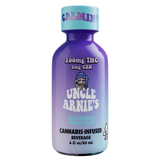 Photograph of product: Blueberry Night Cap 20:1 TH-oui:CBN | 100mg 2oz Shot - 