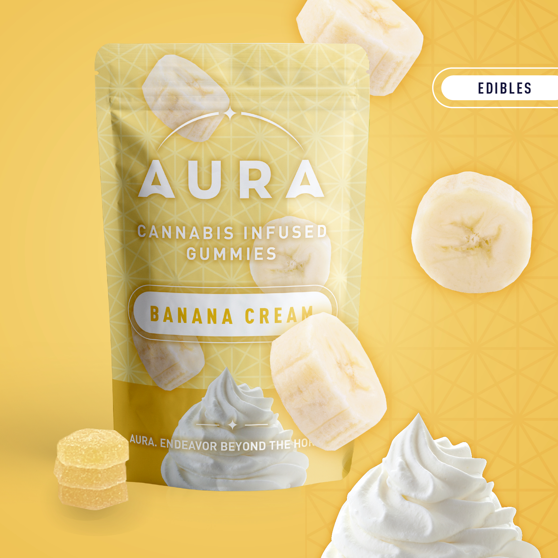 Photograph of product: Banana Cream (3:1 TH-oui:CBC) Gummies 12pk 110mg