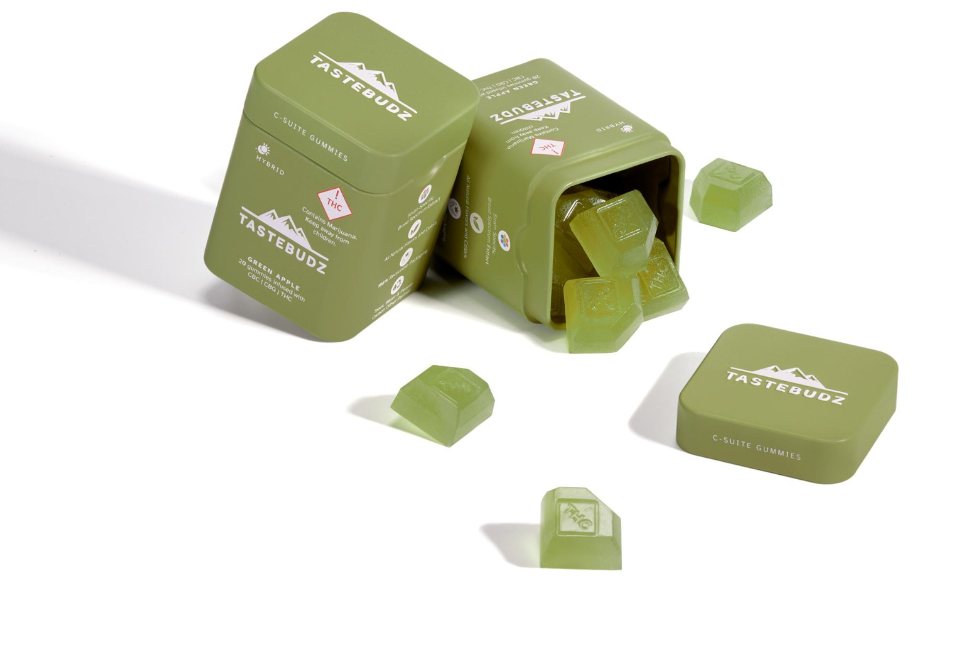 Photograph of product: TasteBudz C-Suite Hybrid CBG/CBC Green Apple Gummies