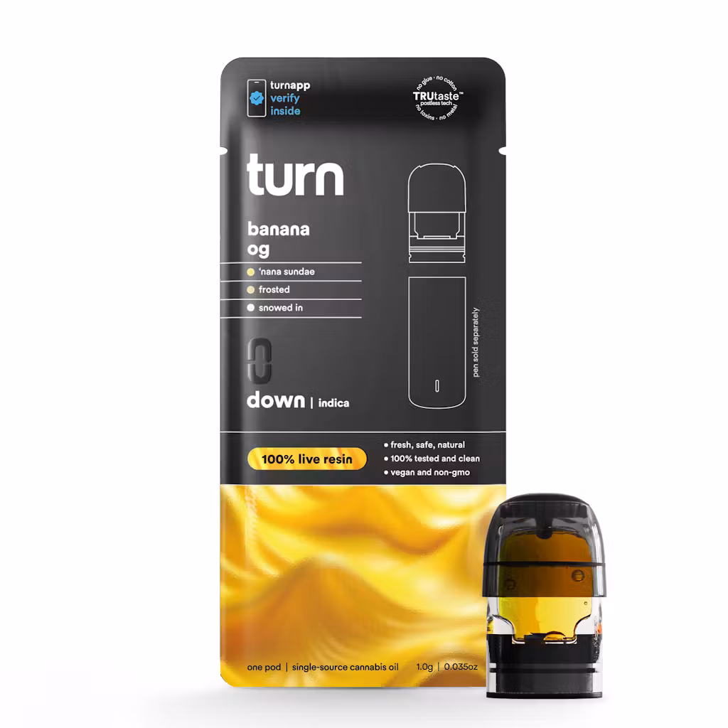 Photograph of product: TURN Banana OG Live Resin 1g Vape Pod