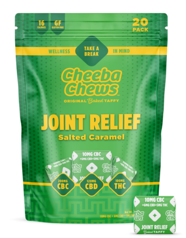 Photograph of product: Cheeba Chews - Salted Caramel Joint Relief 1:1:2 TH-oui:CBD:CBC - 100mg