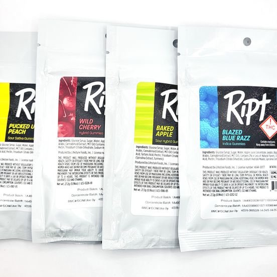Photograph of product: Blazed Blue Razz | Ript | 100mg gummies - 