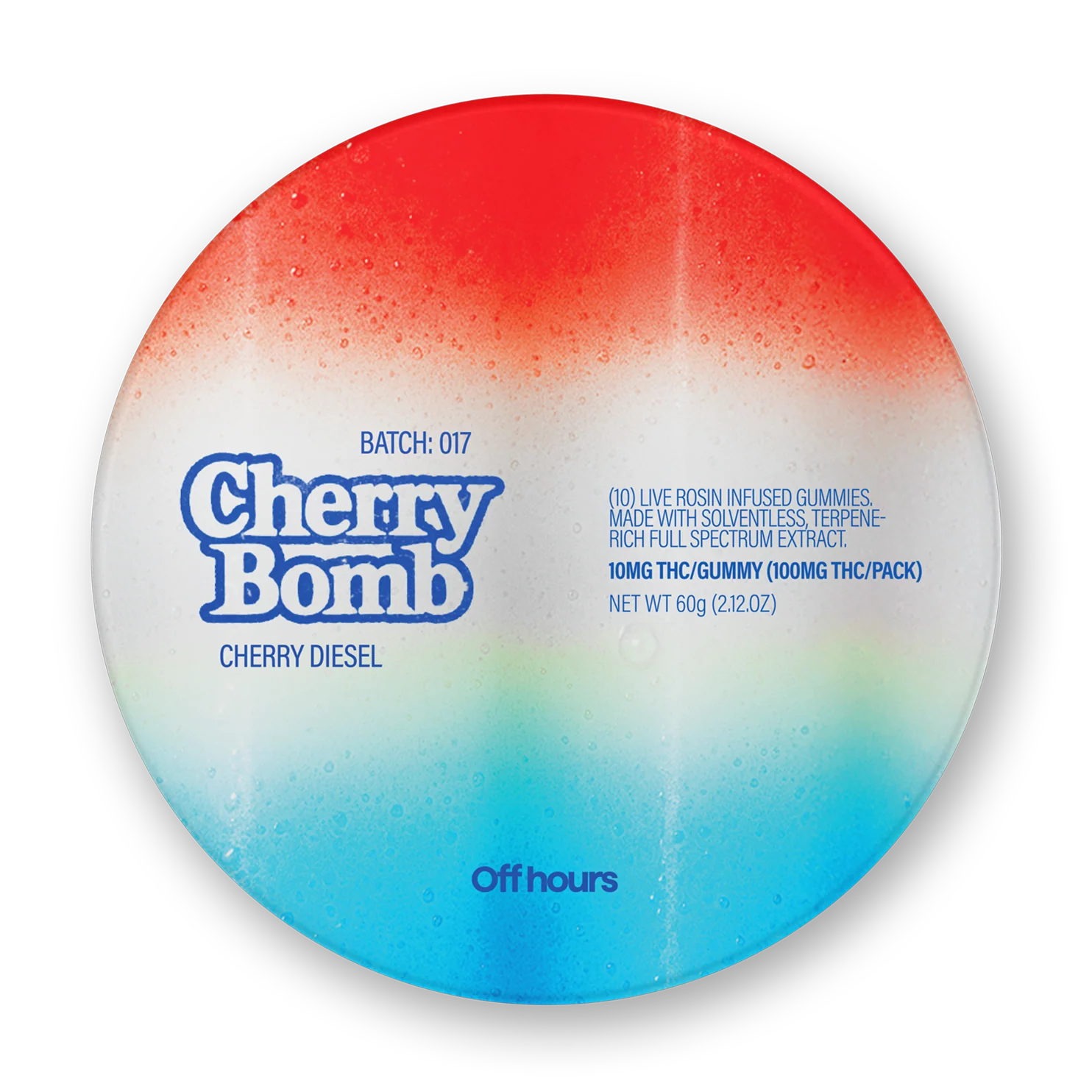 Photograph of product: Off Hours | Gummies | Bomb Pop: Cherry Diesel | Live Rosin | 10 pk | 100mg