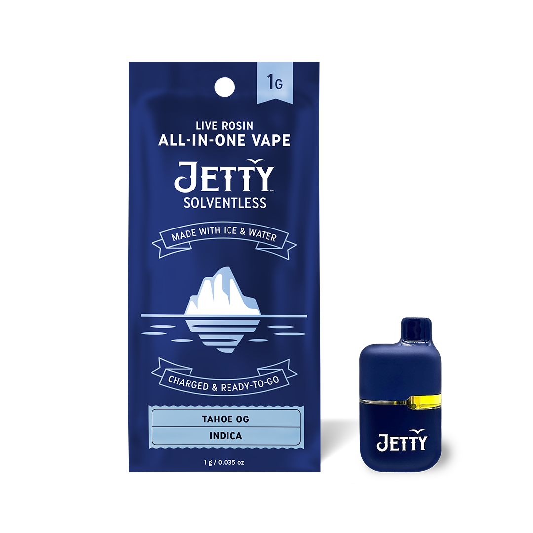 Photograph of product: Jetty | Tahoe OG | Vape AIO | Live Rosin