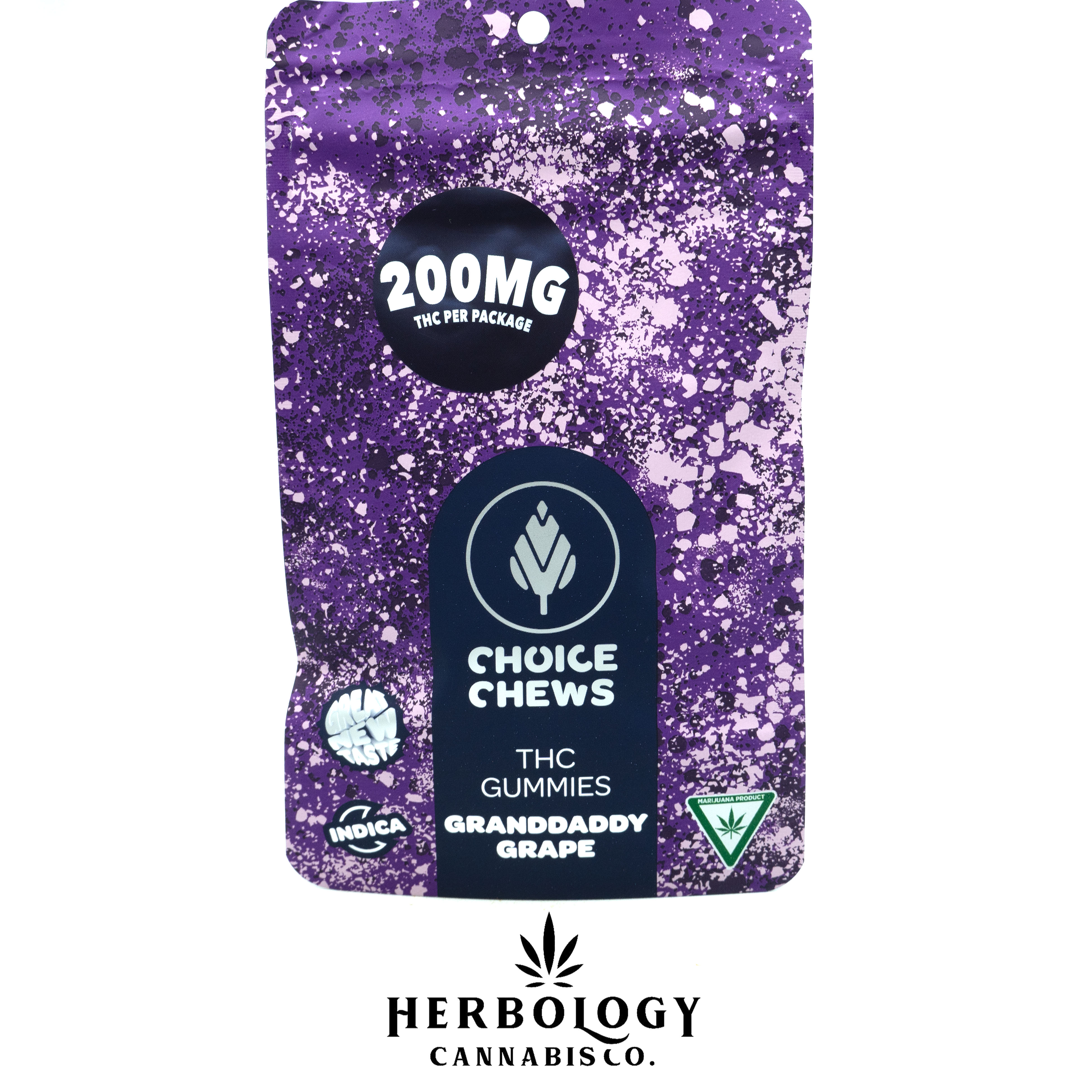 Photograph of product: Choice Chews | Gummy | Granddaddy Grape | 200mg