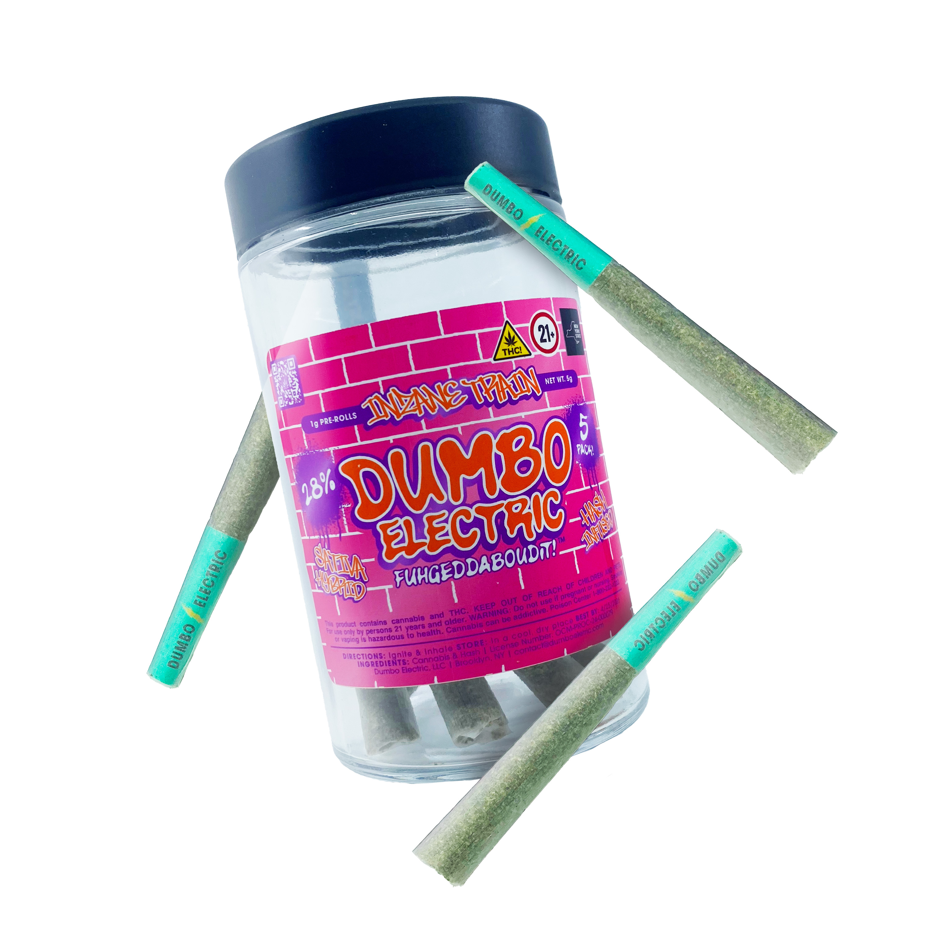 Photograph of product: Dumbo Electric | Inzane Train | au chocolat Infused  Preroll | 5pk | 5g