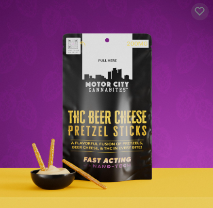 Photograph of product: Beer Cheese Pretzels | 200mg x 1pk | Motor City Cannabites