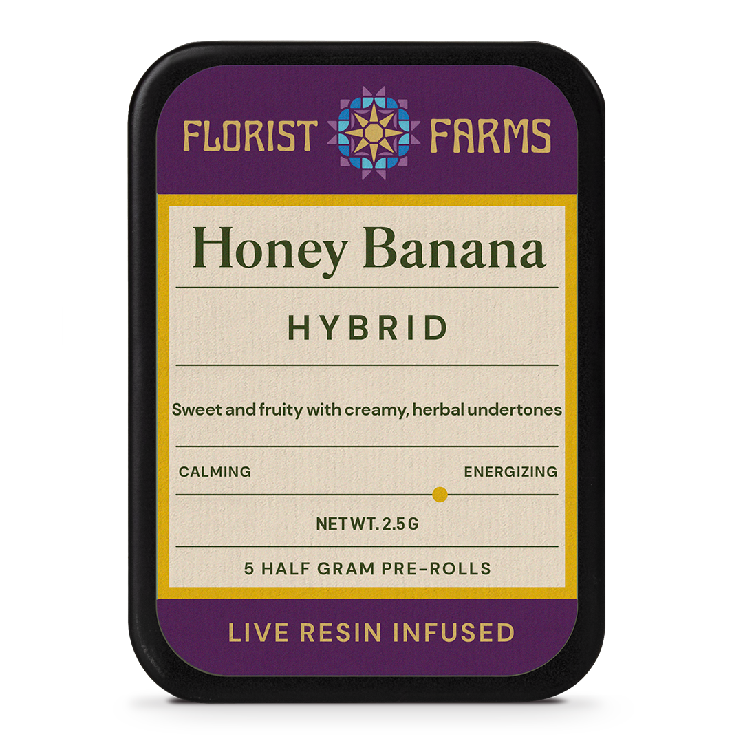 Photograph of product: Florist Farms | Pre Rolls | Live Resin Infused | Honey Banana 5 pack