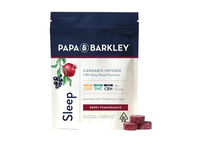 Photograph of product: 100MG CBD:TH-oui:CBN 1:1:1 Sleep Releaf Gummies - Berry Pomegranate