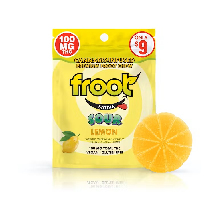 Photograph of product: Froot - 100mg Sour Gummy - Lemon