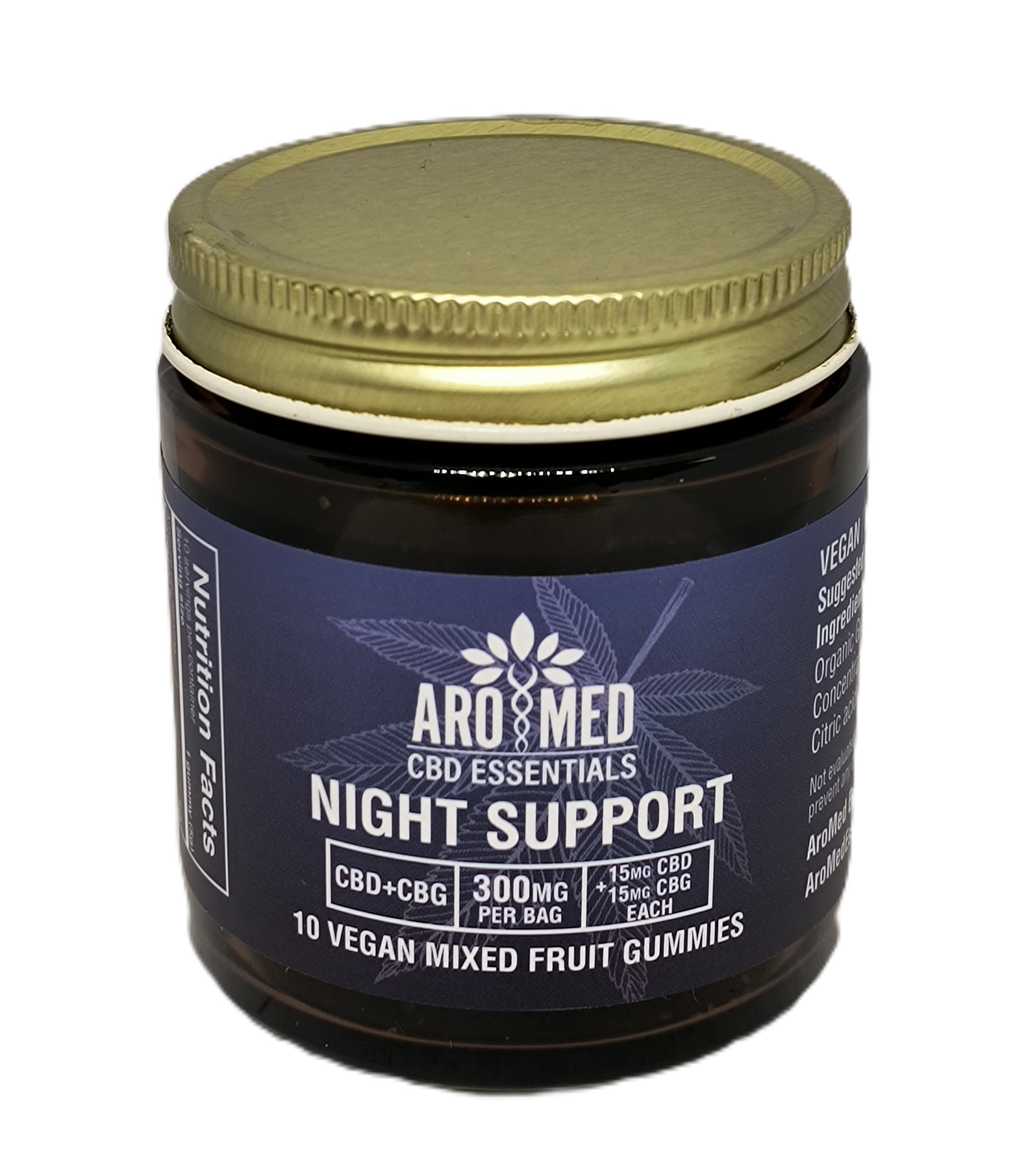 Photograph of product: CBD Night Support Gummies 15mg 1:1 CBD:CBG 30 ct | AroMed