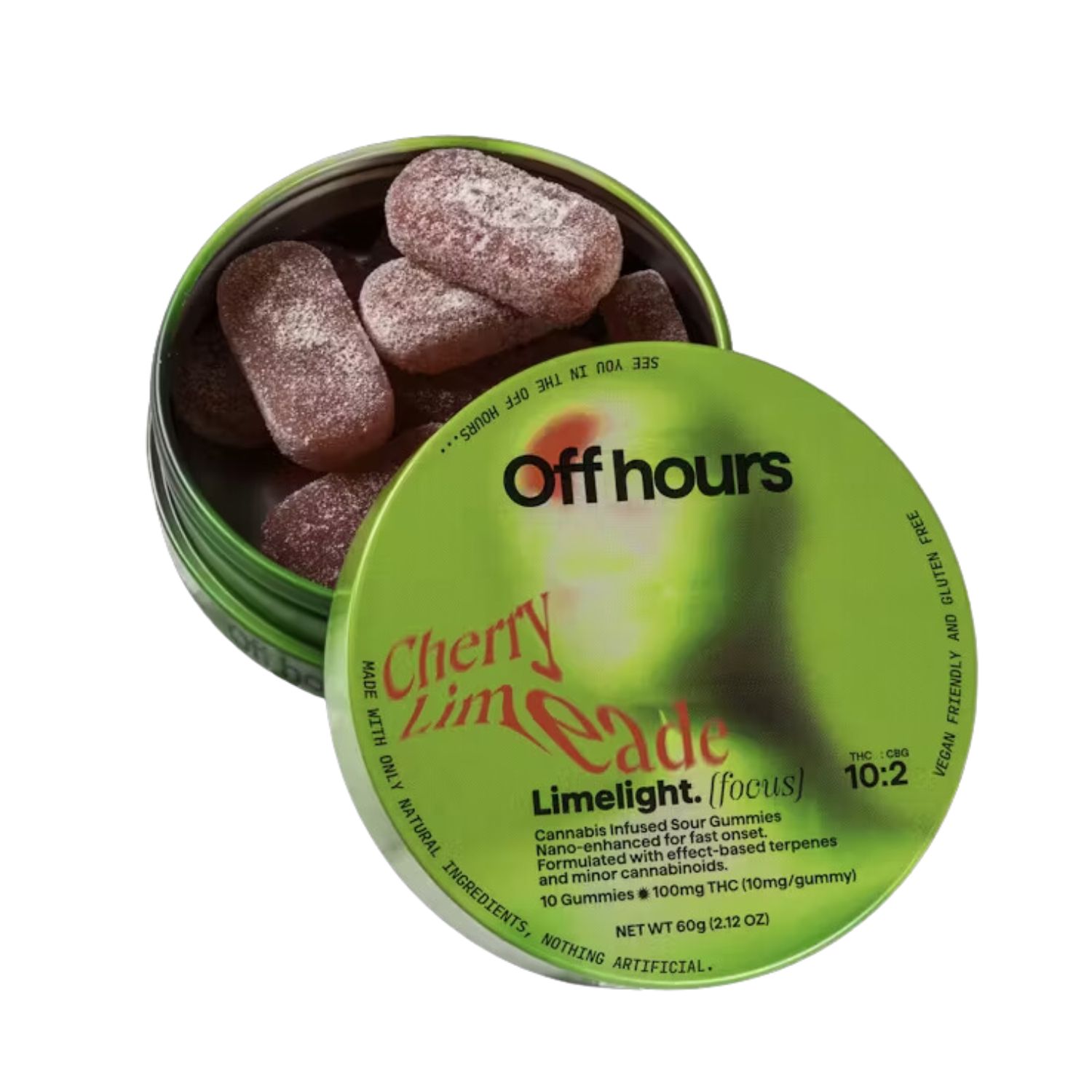Photograph of product: Cherry Limeade "Limelight" Sour Gummies | 10:2 TH-oui:CBG | 10 Pack | 100mg