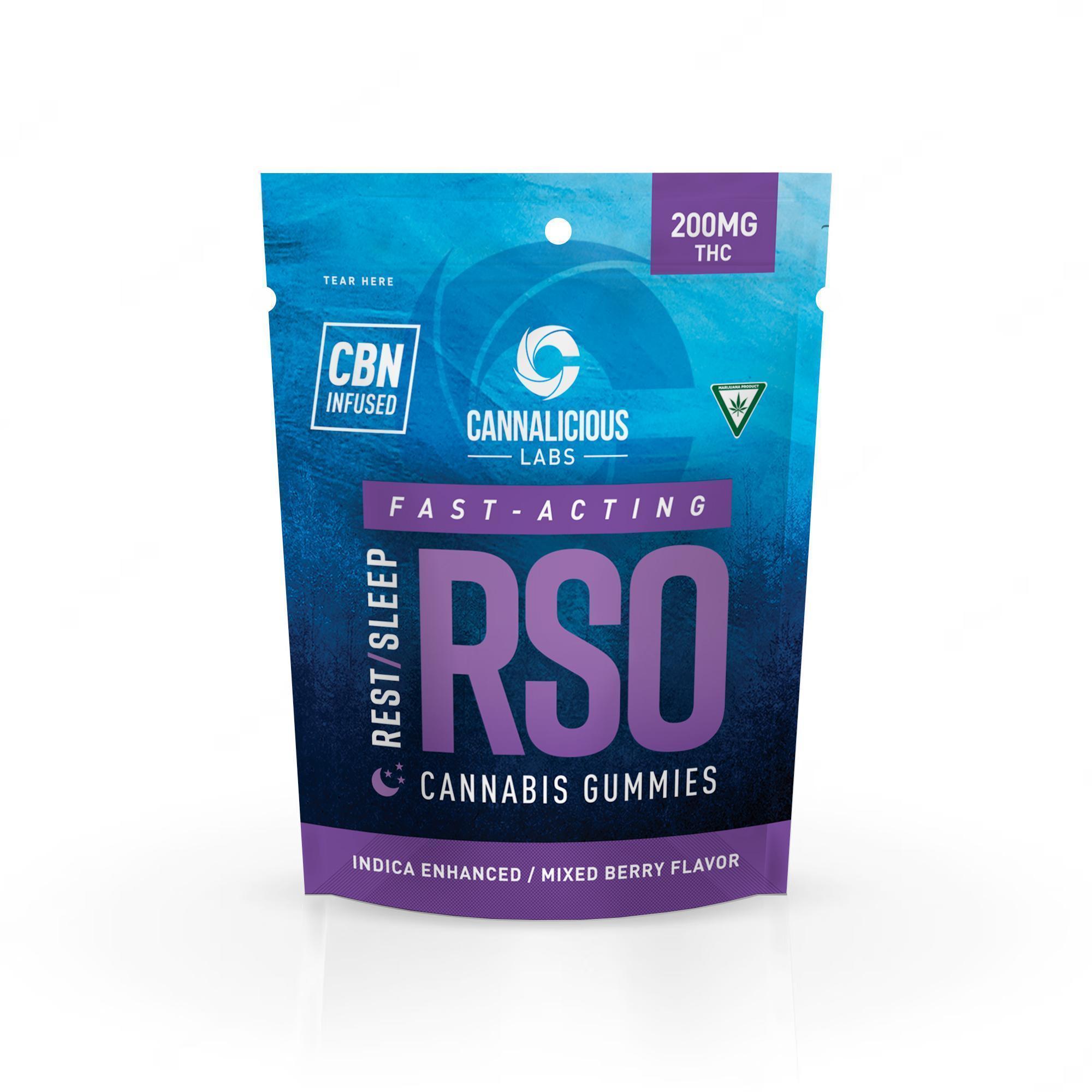 Photograph of product: Cannalicious Labs RSO Rest 200MG Gummies Blueberry
