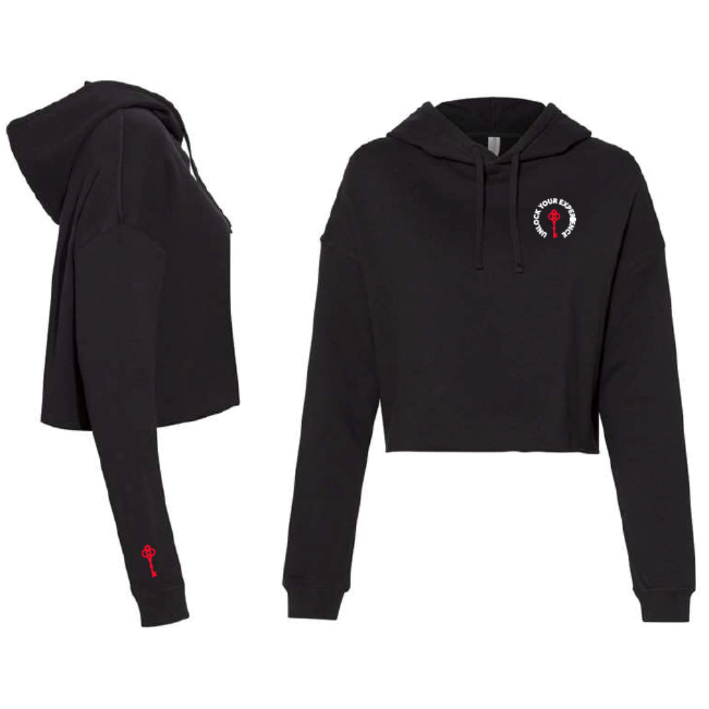 Photograph of Product: Black Cropped Hoodie - Unlock Your Experience