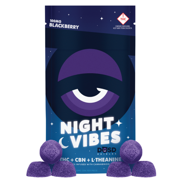 Photograph of product: DOSD | Gummies | Night Vibes 1:1 Blackberry  | 100mg