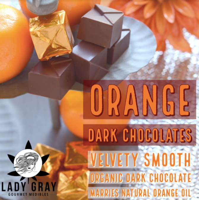 Photograph of product: Orange Chocolate (100mg) Bar by Lady Gray