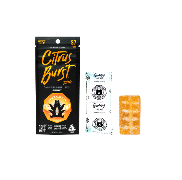 Photograph of product: Citrus Burst Oui'd - 100mg Single Gummy | Emerald Sky