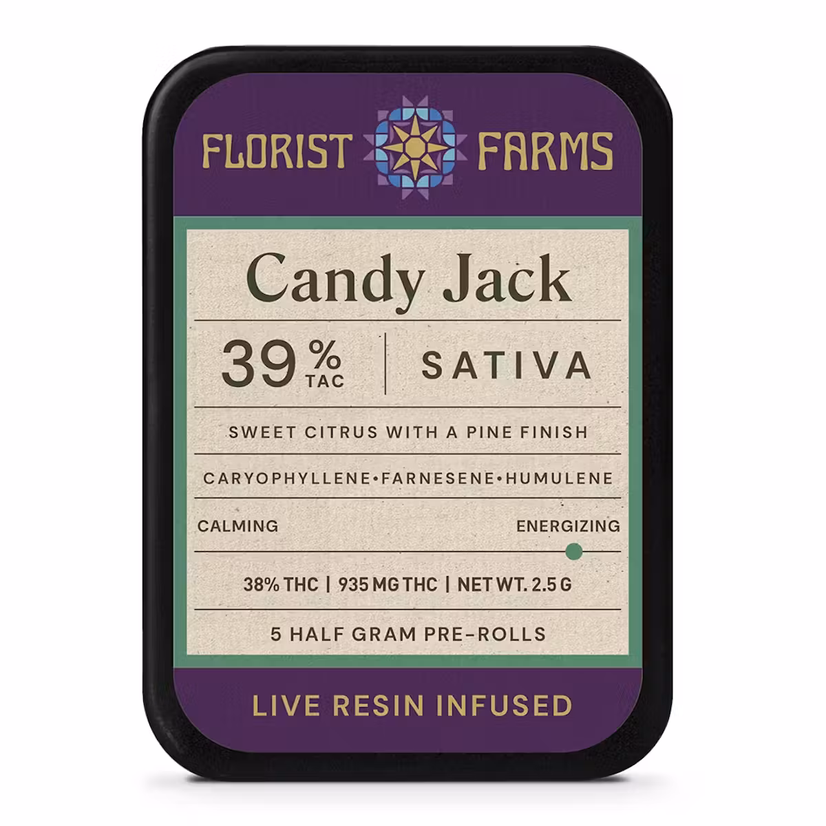 Photograph of product: Florist Farms - Candy Jack - 5pk - Infused Prerolls