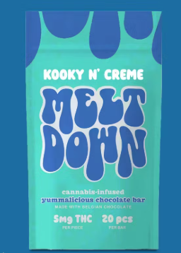 Photograph of product: MELTDOWN - Kookies n Creme Chocolate Bar 100mg [H]
