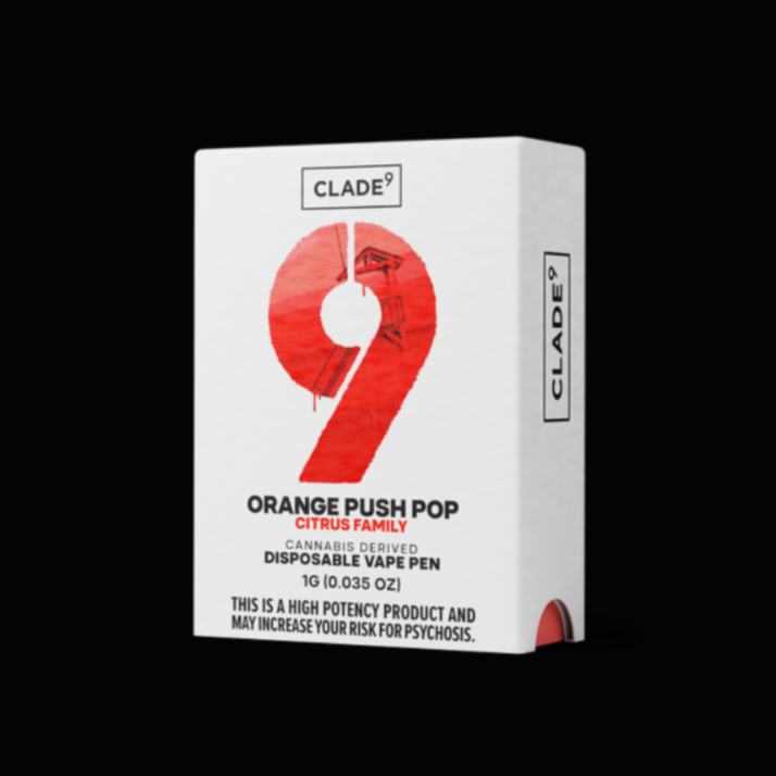 Photograph of product: Clade9 | Orange Push Pop Disposable Vape | 1g