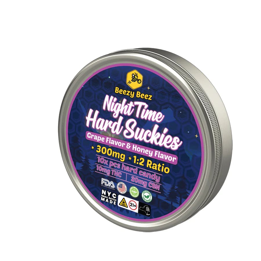 Photograph of product: Edible Gummies | Beezy Beez | Nighttime Hard Suckies 1:2 TH-oui:CBN | 100mg