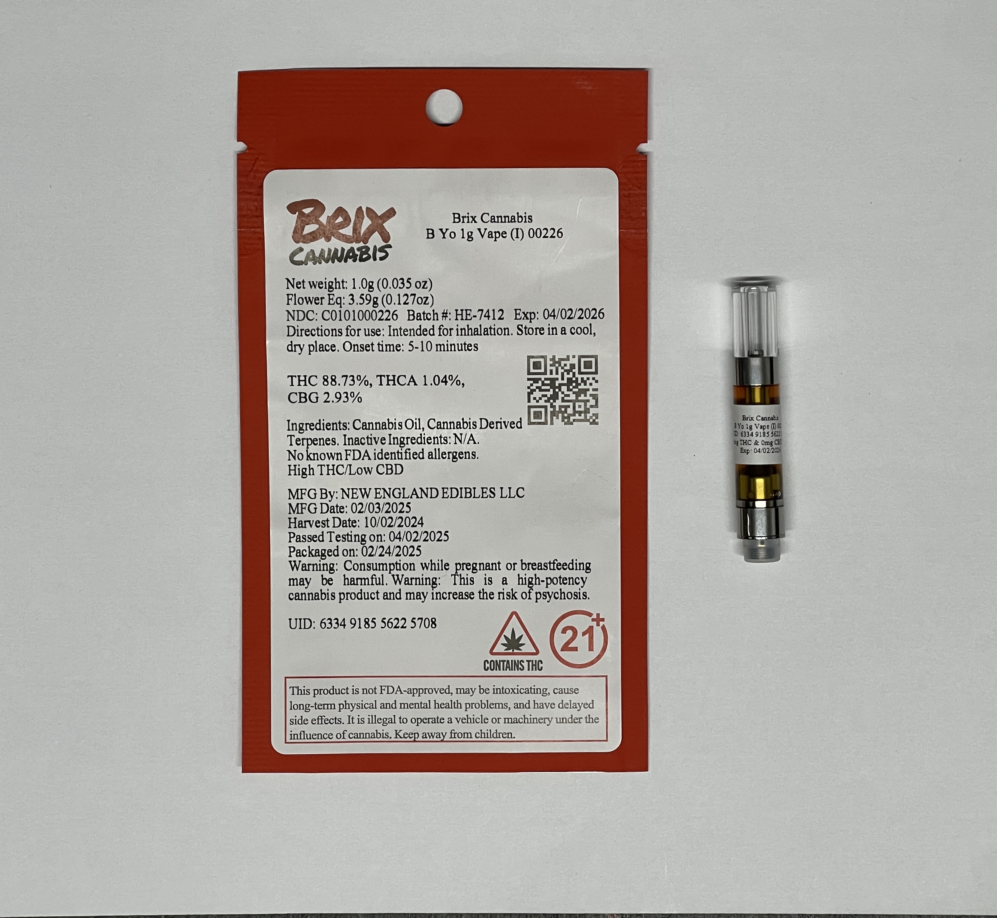 Photograph of Product: B Yo Vape Cart T887 (10-00226)
