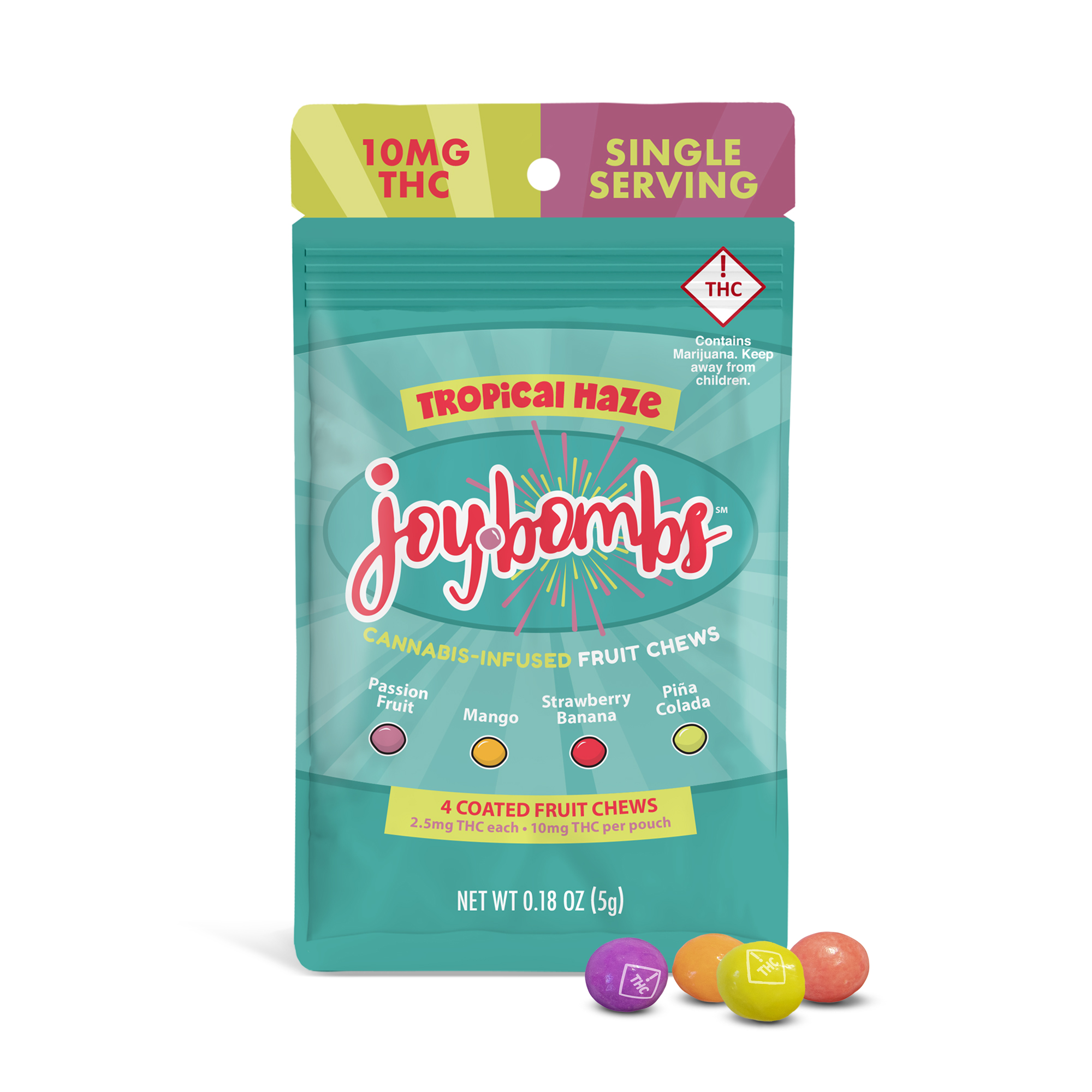 Photograph of Product: Joy Bombs Tropical Haze (4pk / 10mg THC)