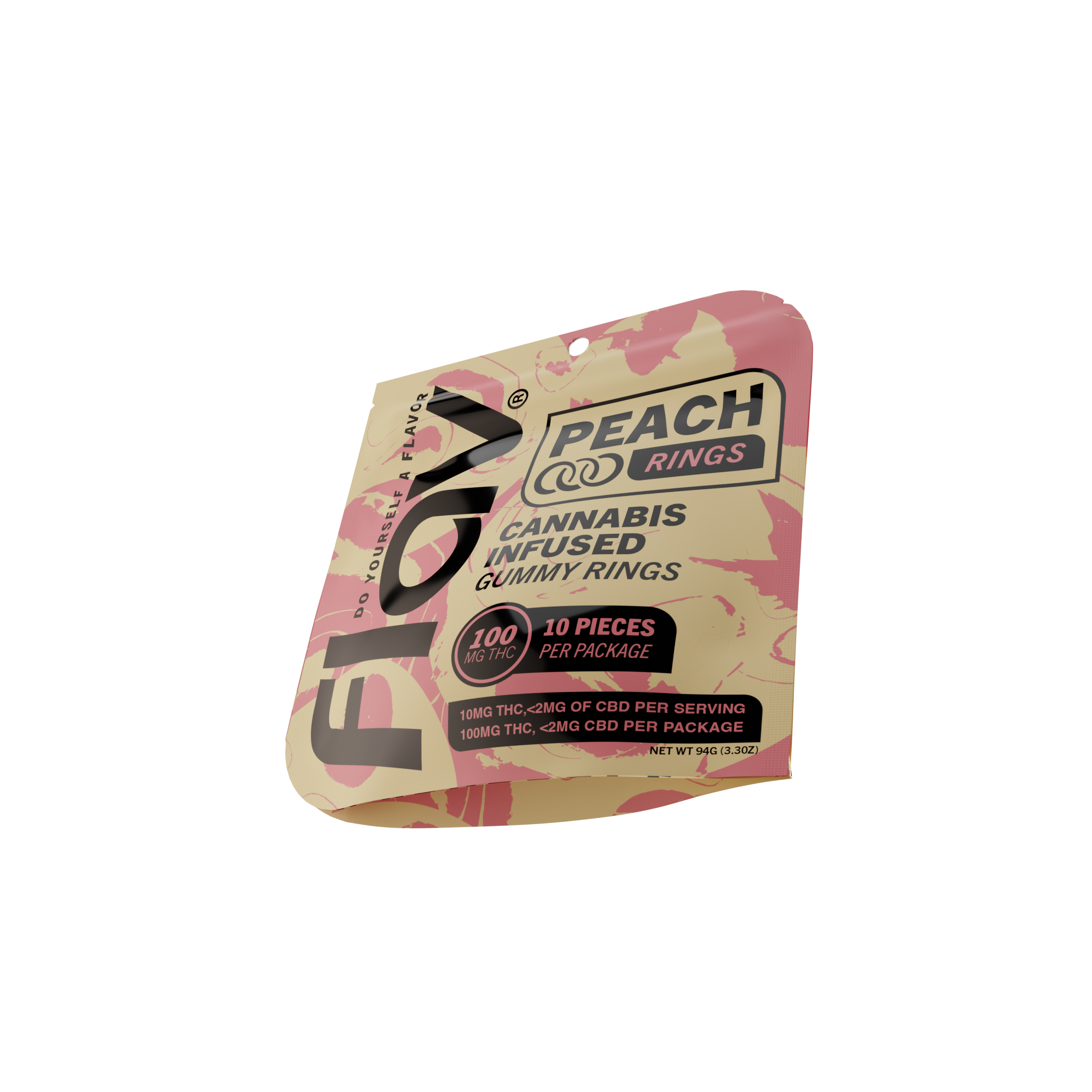 Photograph of product: Edible Gummies | Flav | Peach Rings | 100mg