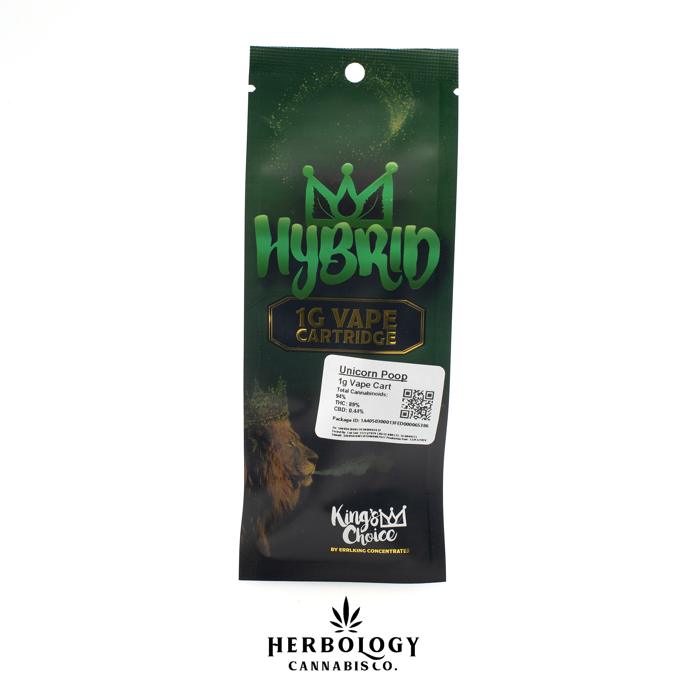 Photograph of product: Errlking | 510 Cart | King's Choice | Unicorn Poop | 1g