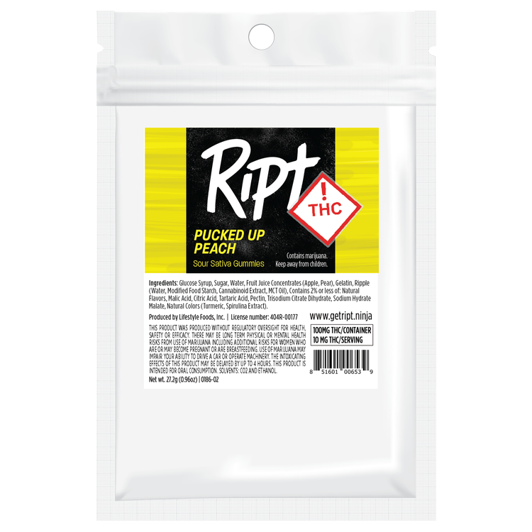 Photograph of product: REC - Ript - Peach /  Oui'd Gummies | 100mg