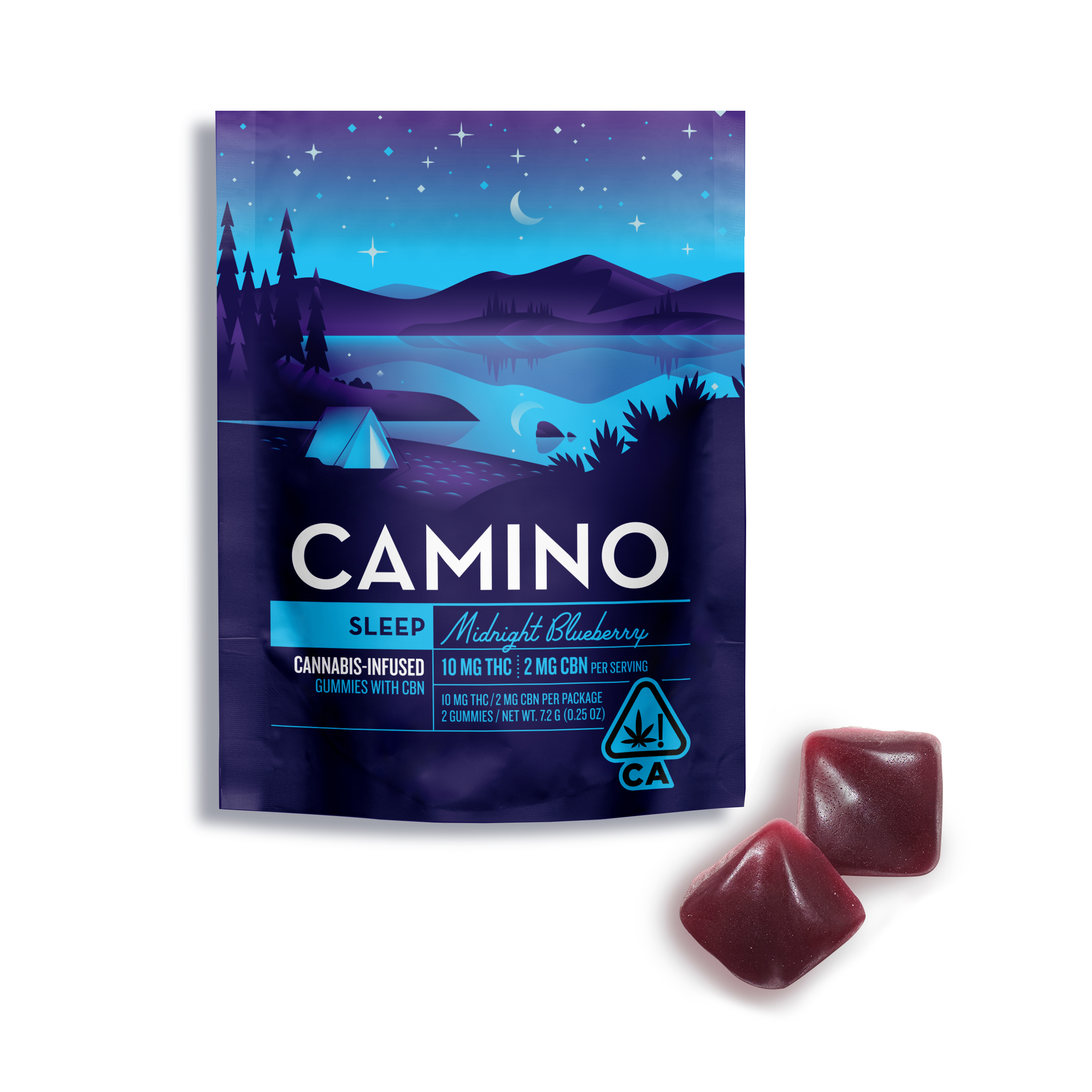 Photograph of product: Midnight Blueberry Sleep CBN + THC Gummies 2pk | Kiva Edibles