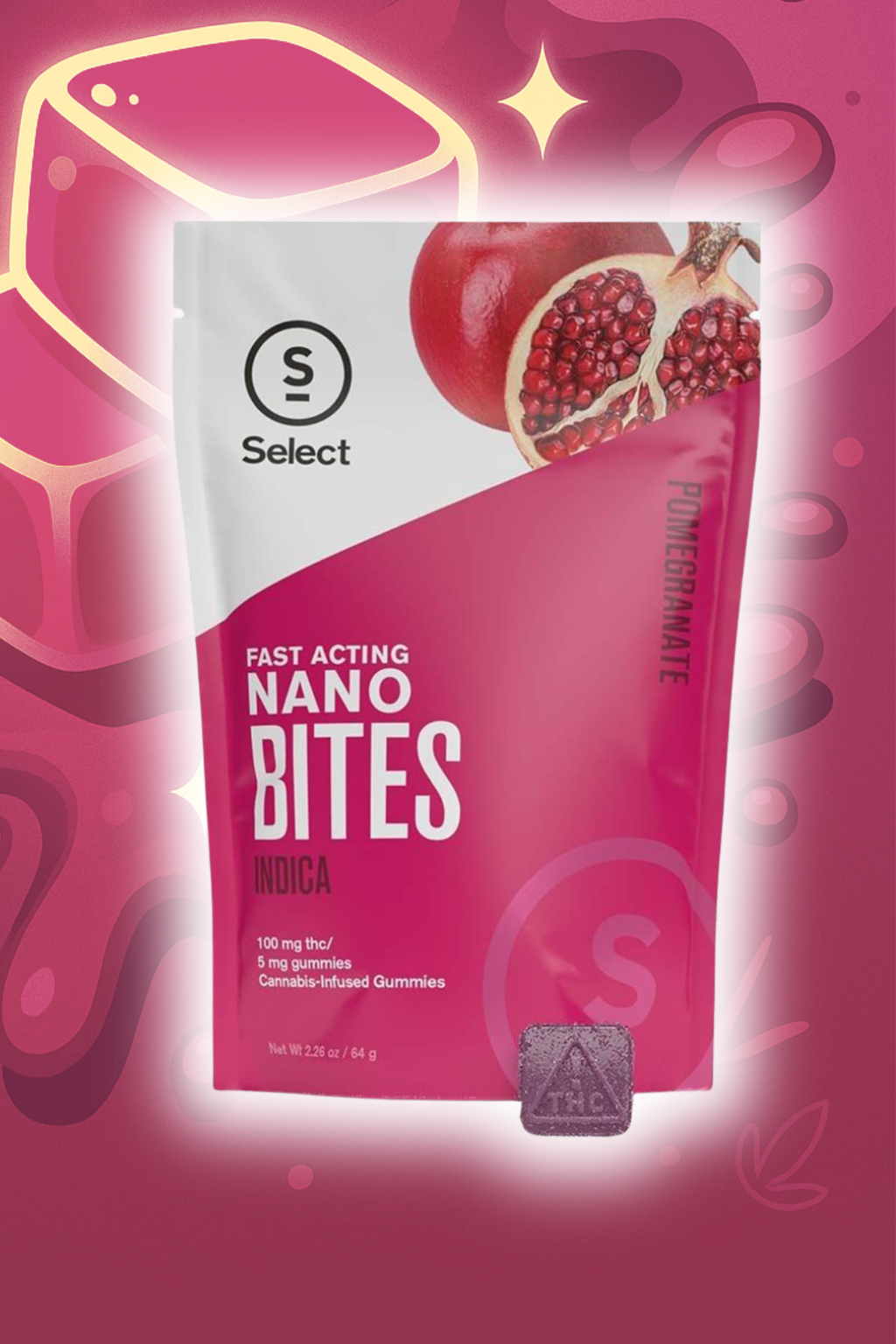 Photograph of product: Fast Acting Nano Bites | 5mg 20 pk | Oui'd | Pomegranate