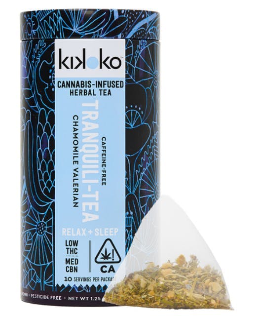 Photograph of product: TRANQUILI-TEA HERBAL TEA BAGS | 3MG TH-oui:5MG CBN EACH | 10PK | CAFFEINE FREE | KIKOKO