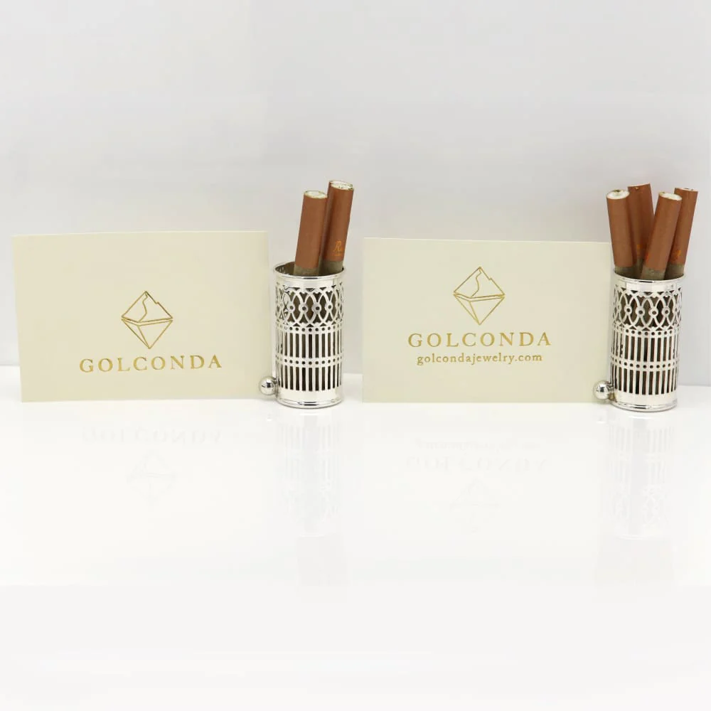 Photograph of product: Matched pair of Mid CenturySilver Pre-Roll Holders