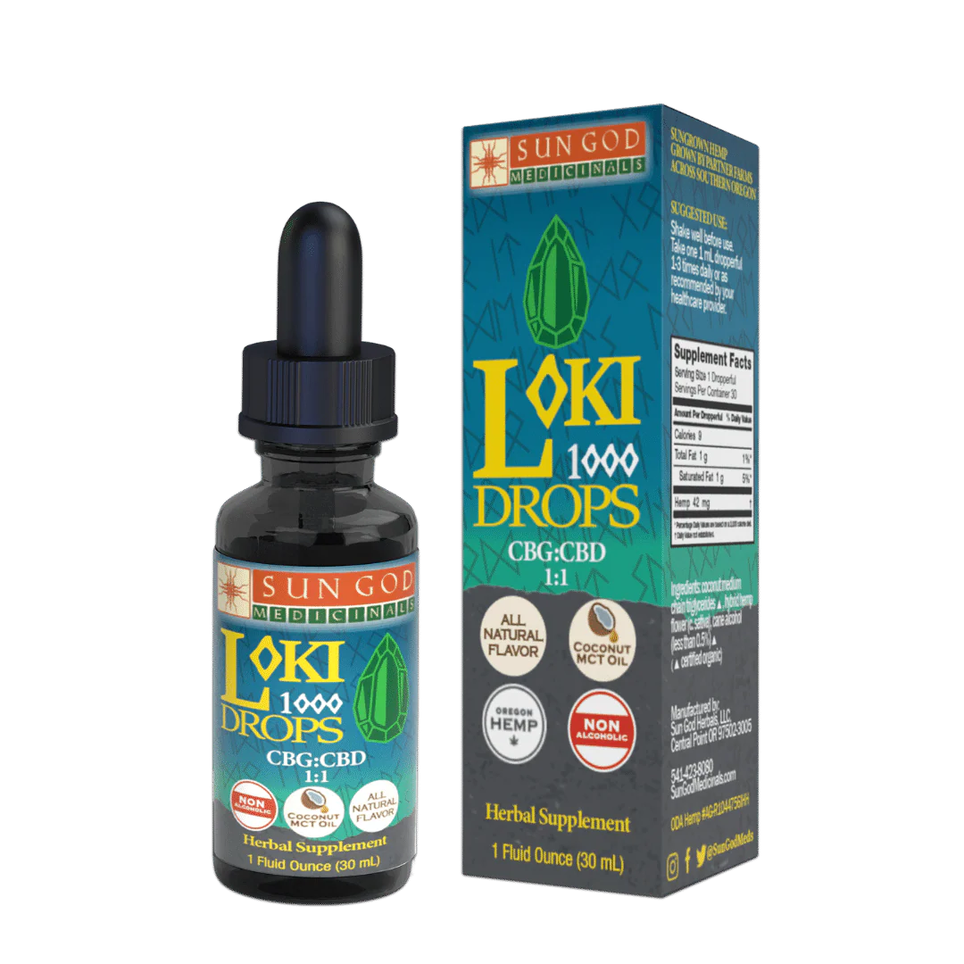 Photograph of product: Sun God Medicinals - Tincture - Loki Drops - 1:1 CBG:CBD