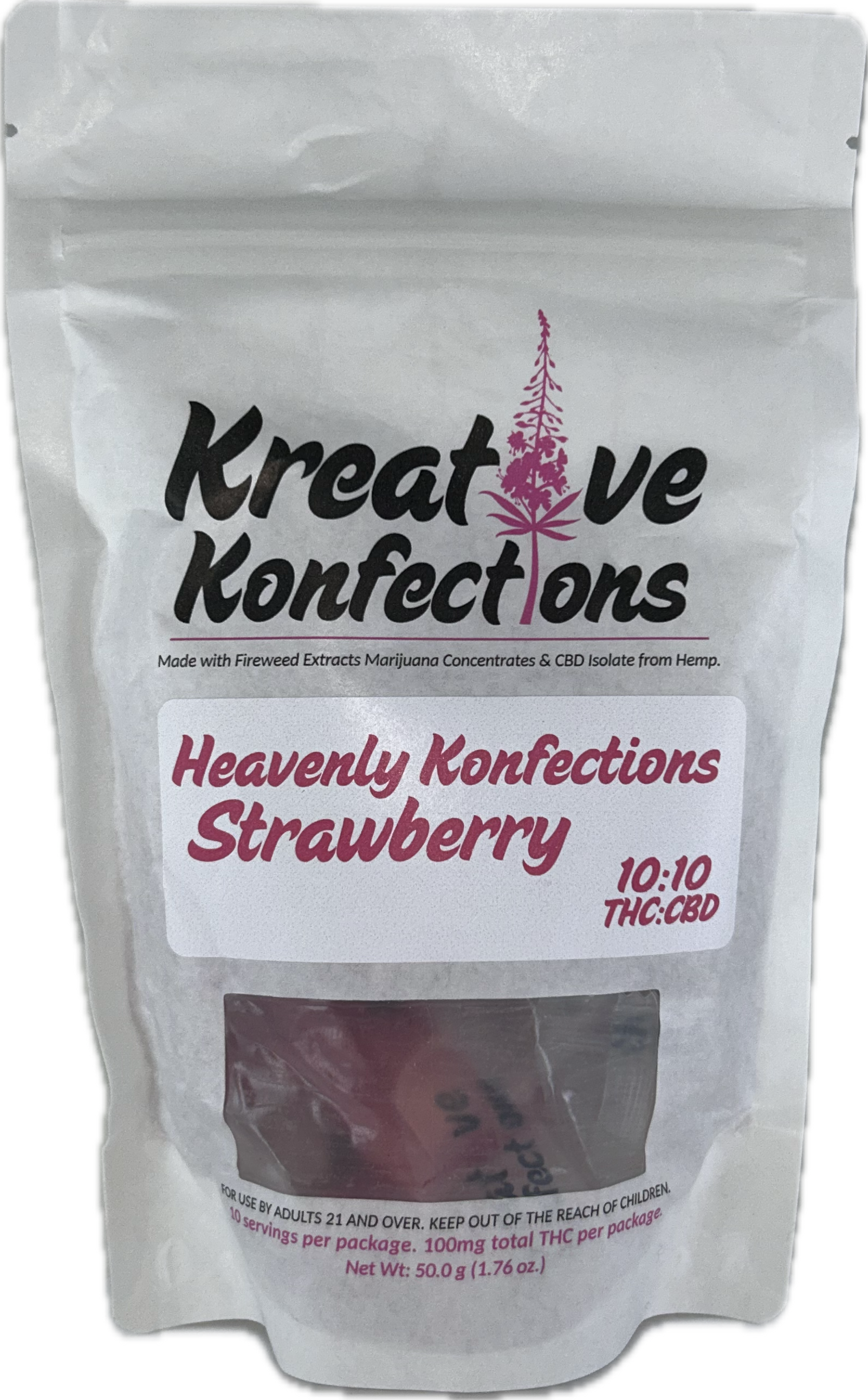 Photograph of product: 1:1 Strawberry Heavenly Konfections 10-Pack 100mg