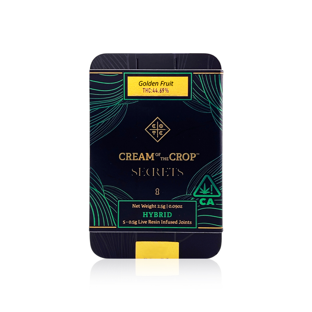 Photograph of product: CREAM OF THE CROP - Infused Preroll - Golden Fruit - Secrets - 5 Pack - 2.5G